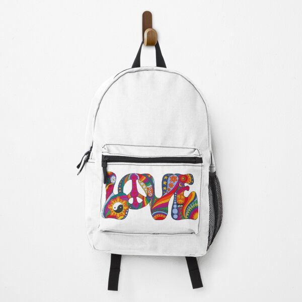 Item preview, Psychedelic Love Art White – Retro Hippie Rainbow Groovy Peace Design designed and sold by Kellie Espie Art.