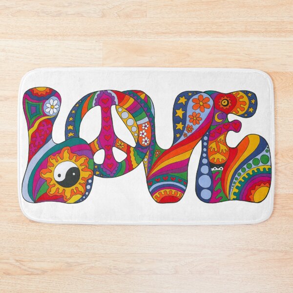 Item preview, Psychedelic Love Art White – Retro Hippie Rainbow Groovy Peace Design designed and sold by Kellie Espie Art.