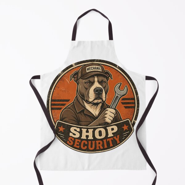 Item preview, Pitbull Shop Security - Vintage Retro Dog Dad Garage Badge designed and sold by Breed And Build.