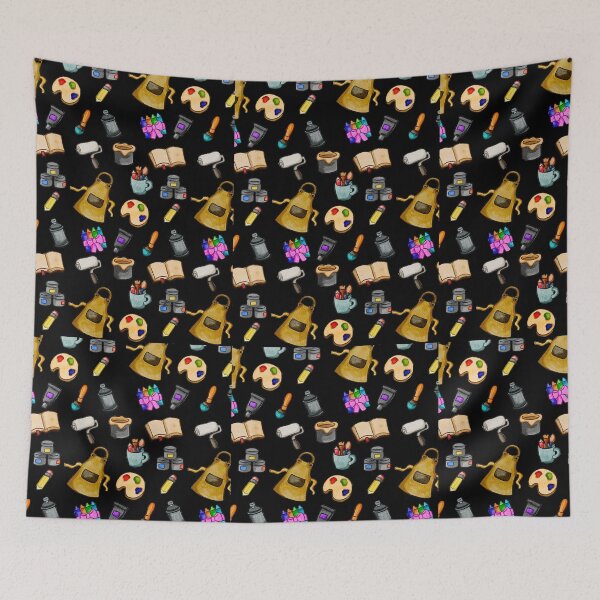 Item preview, Watercolor Artist Tools Pattern designed and sold by AestheticNi.