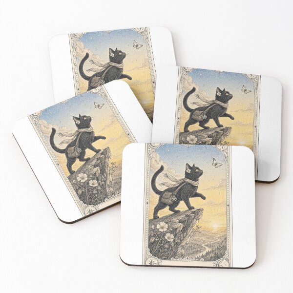 Item preview, Black Cat The Fool Tarot Card - Mystical Cat Tarot Art - New Beginnings designed and sold by Youknowmeasmax.