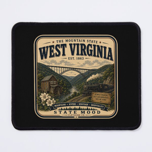 Item preview, West Virginia Mountain State Vintage New River Gorge Design designed and sold by StateMoodDesigns.