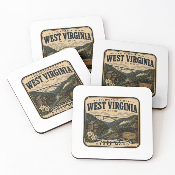 Item preview, West Virginia Mountain State Vintage New River Gorge Design designed and sold by StateMoodDesigns.