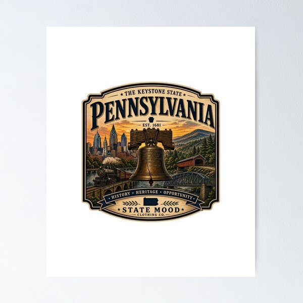 Item preview, Pennsylvania Keystone State Vintage Liberty Bell Design designed and sold by StateMoodDesigns.