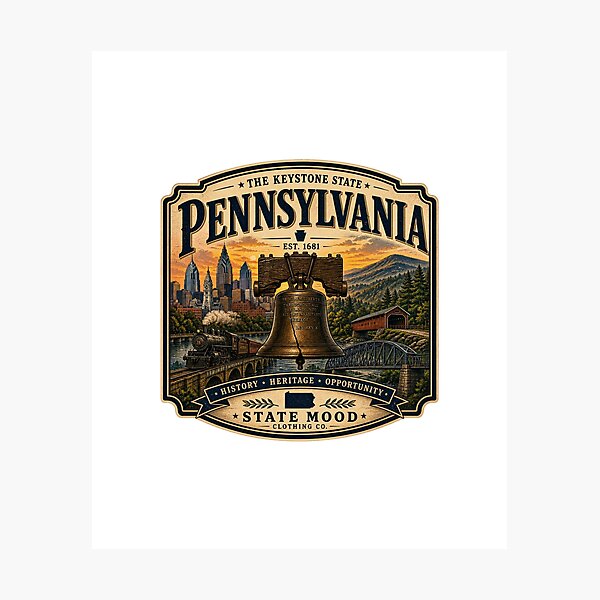 Item preview, Pennsylvania Keystone State Vintage Liberty Bell Design designed and sold by StateMoodDesigns.