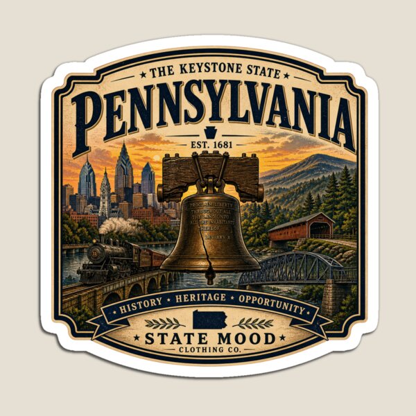 Item preview, Pennsylvania Keystone State Vintage Liberty Bell Design designed and sold by StateMoodDesigns.