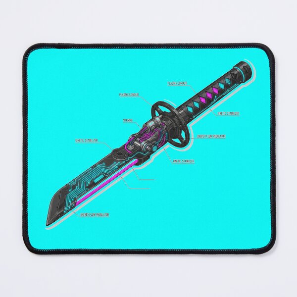 Item preview, Cyberpunk Katana Technical Blueprint Neon Art designed and sold by MarVan-Prints.