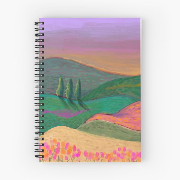 Item preview, Colorful Tuscany Hills Digital Painting — Vibrant Landscape Art Print designed and sold by Storiesoftheland.