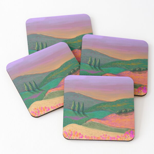 Item preview, Colorful Tuscany Hills Digital Painting — Vibrant Landscape Art Print designed and sold by Storiesoftheland.