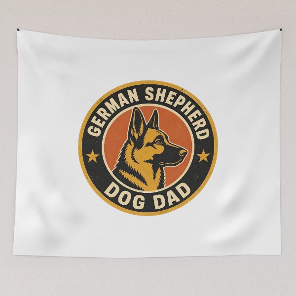 Item preview, German Shepherd Garage Dad - Vintage Retro Father's Day Badge designed and sold by Breed And Build.