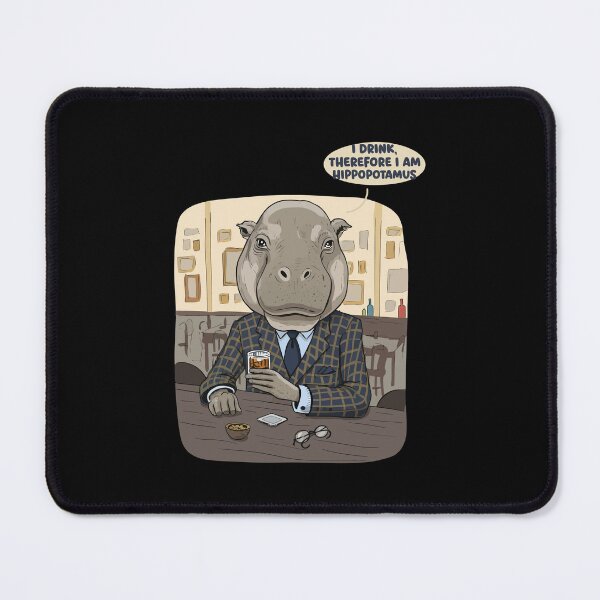 Item preview, I Drink Therefore I Am Hippopotamus - Philosophy Parody designed and sold by DarkHeartArts.