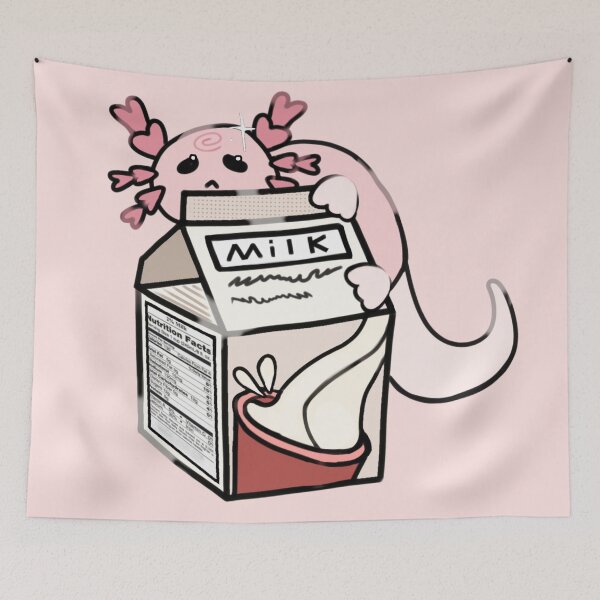 Item preview, - milk carton axolotl - Little LunchBox - pink - designed and sold by echoztarrr.