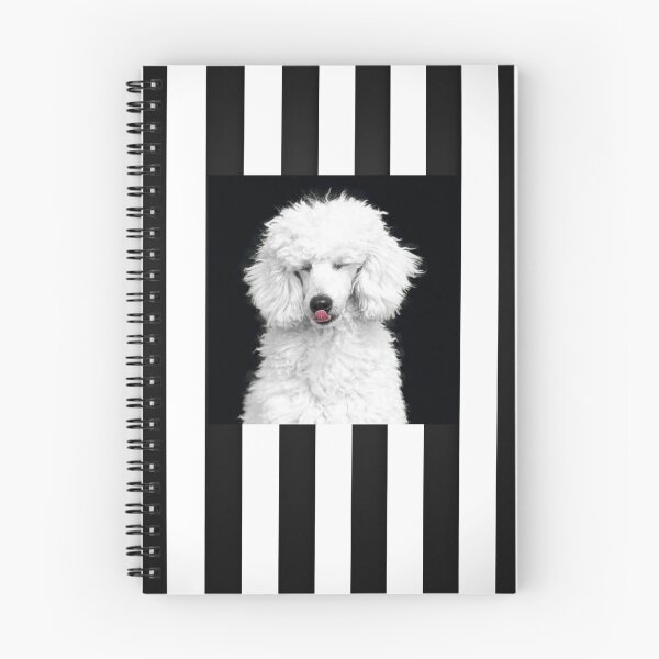 Item preview, Minimalist White Poodle Black and White Stripes designed and sold by MusePortrait.