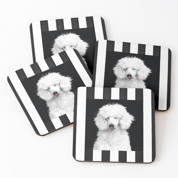 Item preview, Minimalist White Poodle Black and White Stripes designed and sold by MusePortrait.
