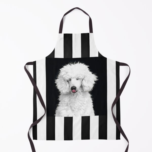 Item preview, Minimalist White Poodle Black and White Stripes designed and sold by MusePortrait.