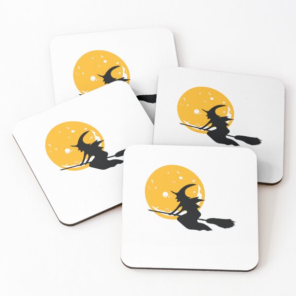 Item preview, Spooky Halloween Witch on Broomstick and Yellow Moon designed and sold by The Smartest Arts.