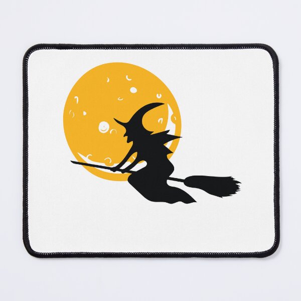 Item preview, Spooky Halloween Witch on Broomstick and Yellow Moon designed and sold by The Smartest Arts.
