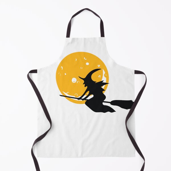 Item preview, Spooky Halloween Witch on Broomstick and Yellow Moon designed and sold by The Smartest Arts.