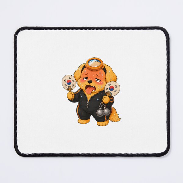 Item preview, KOREA HAENAM - Cute Chibi Golden Retriever Summer Heat Korean Fan Sticker designed and sold by KOREA-HAENAM.