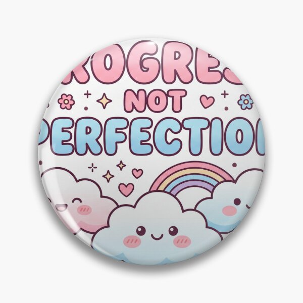 Item preview, Progress Not Perfection - Cute Motivational Quote Sticker with Happy Clouds designed and sold by redblink store.