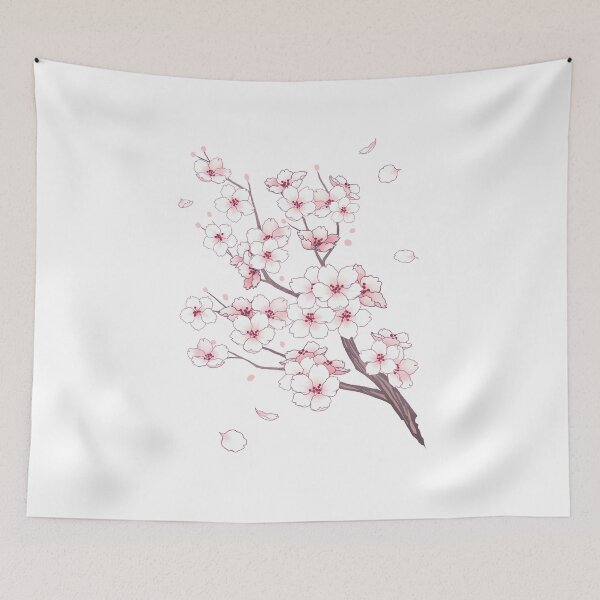Item preview, Flipped Falling White Sakura Cherry Blossom branches designed and sold by arterialmotive.