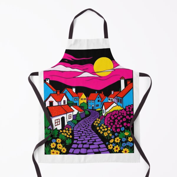 Item preview, Neon Night Village Under a Vibrant Pink Sunset designed and sold by FnaneDriss.