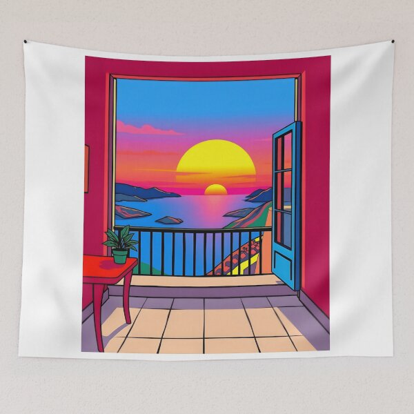 Item preview, Golden Hour Sunset Balcony Overlooking the Sea designed and sold by FnaneDriss.