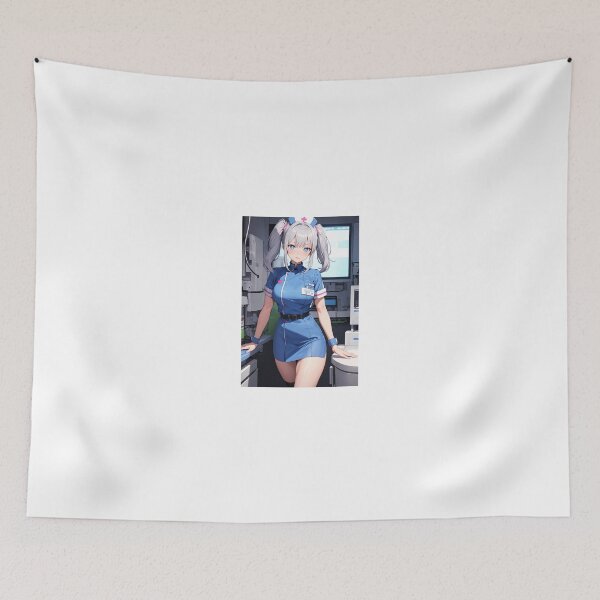 Item preview, Cute Anime Nurse in Blue Uniform Sci-Fi Clinic - Uyemaru Sazuka designed and sold by iloveanimechibi.