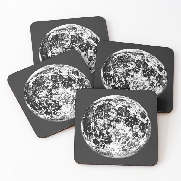 Item preview, Black and White Full Moon Lunar Surface Design designed and sold by inkoutninja.