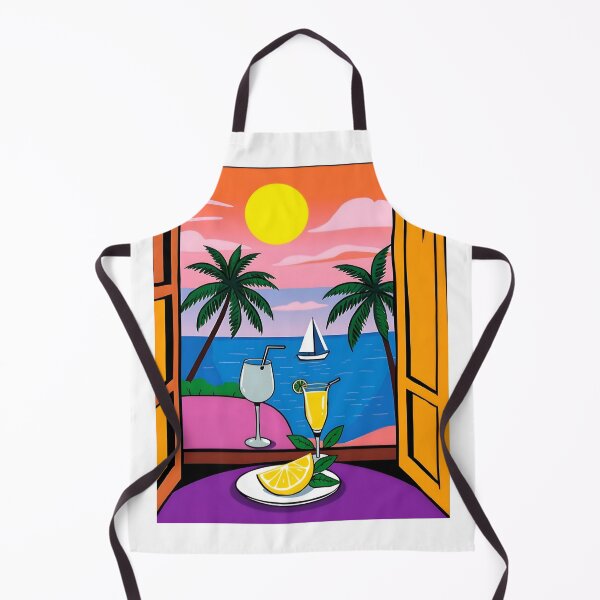 Item preview, Tropical Beachfront Window View with Summer Cocktails designed and sold by FnaneDriss.