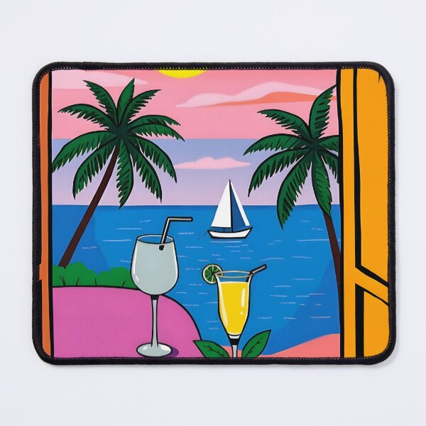 Item preview, Tropical Beachfront Window View with Summer Cocktails designed and sold by FnaneDriss.