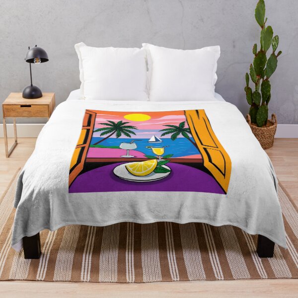 Item preview, Tropical Beachfront Window View with Summer Cocktails designed and sold by FnaneDriss.