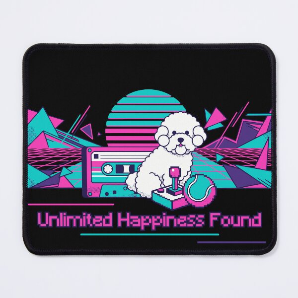 Item preview, "Unlimited Happiness Found" - Retro Bichon Frize Gaming Art designed and sold by ZUMERI.