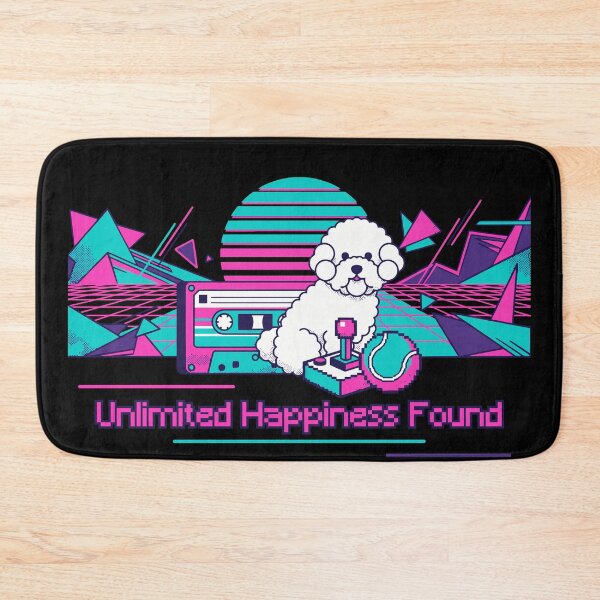 Item preview, "Unlimited Happiness Found" - Retro Bichon Frize Gaming Art designed and sold by ZUMERI.