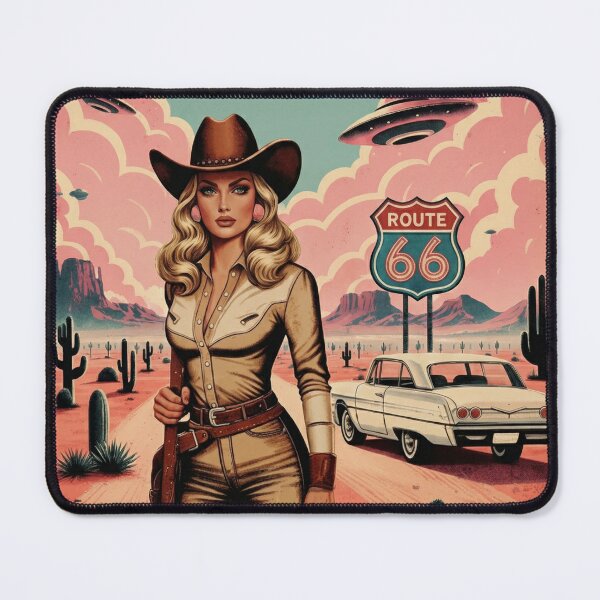 Item preview, Retro Space Cowgirl Sci-Fi Western Poster designed and sold by Vicky021.