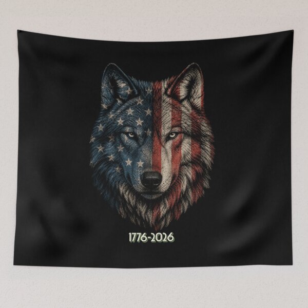 Item preview, America 250 Patriotic Wolf designed and sold by FREENATION2026.