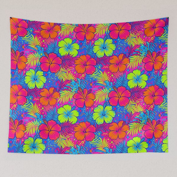 Item preview, Vibrant Y2K Neon Tropical Hibiscus Seamless Pattern designed and sold by Pickmash.