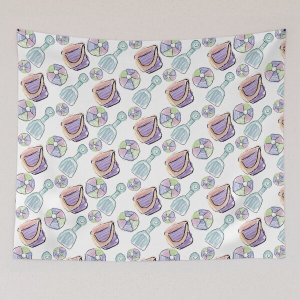 Item preview, Watercolor Shovel Bucket & Beach Balls designed and sold by Digitalmyth's Designs.