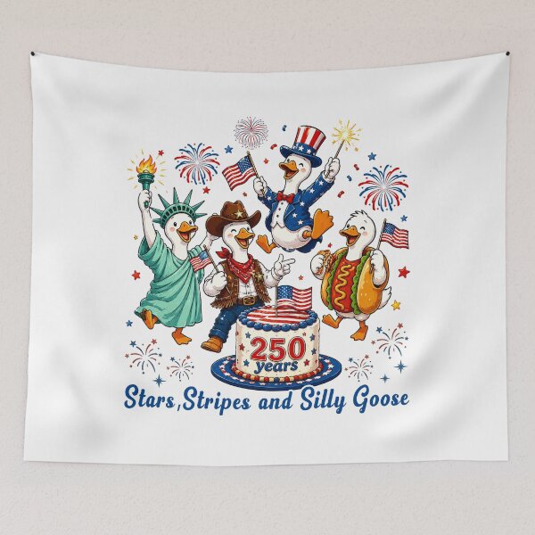 Item preview, Four Silly Geese 4th July Hot Dog Liberty Star and Stripes designed and sold by Ortigzitoun.
