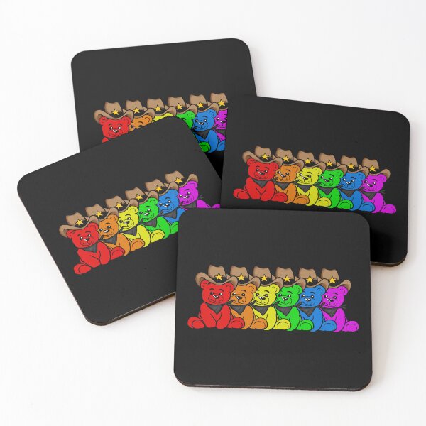 Item preview, Rainbow Cowboy Care Bears Sitting in a Row Cute Western Teddy Bears designed and sold by Urban Muse And Sultry Hues.