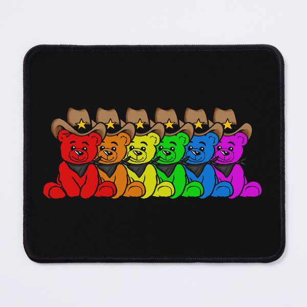 Item preview, Rainbow Cowboy Care Bears Sitting in a Row Cute Western Teddy Bears designed and sold by Urban Muse And Sultry Hues.
