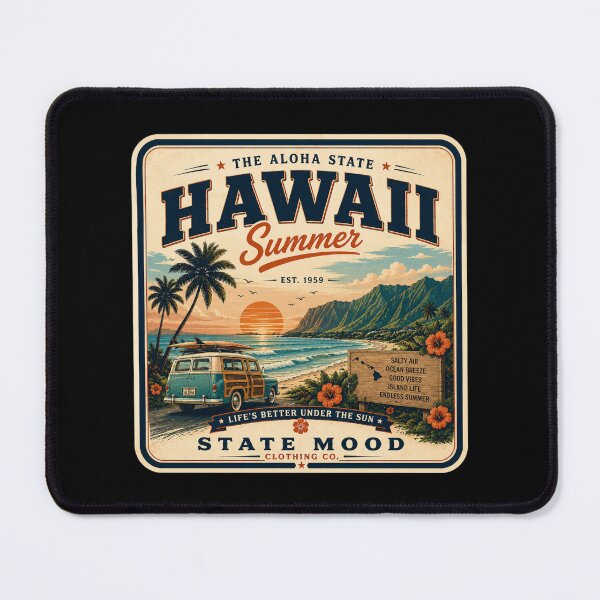 Item preview, Hawaii Summer Vintage Sunset Travel Badge Illustration designed and sold by StateMoodDesigns.