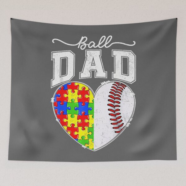 Item preview, Ball Dad Papa Autism Awareness Day Baseball Heart Puzzles designed and sold by KristineLi.