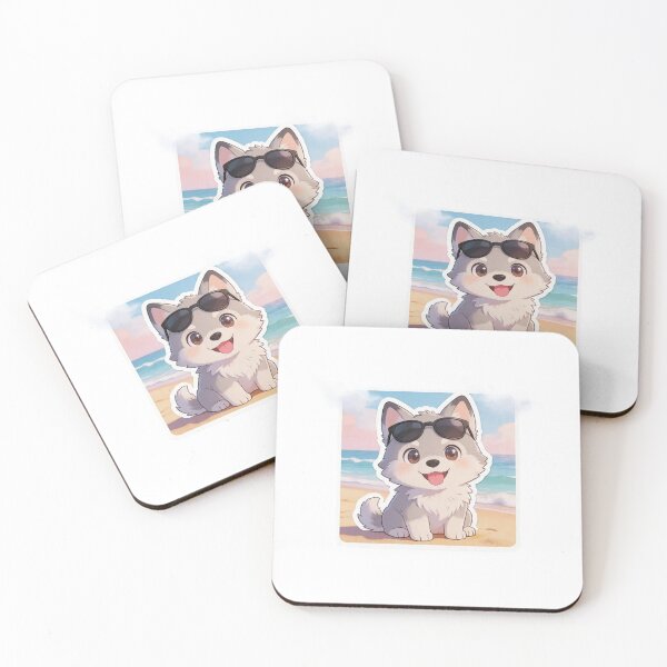 Item preview, Cute Summer Husky Puppy Beach Sticker designed and sold by carestazafeli.