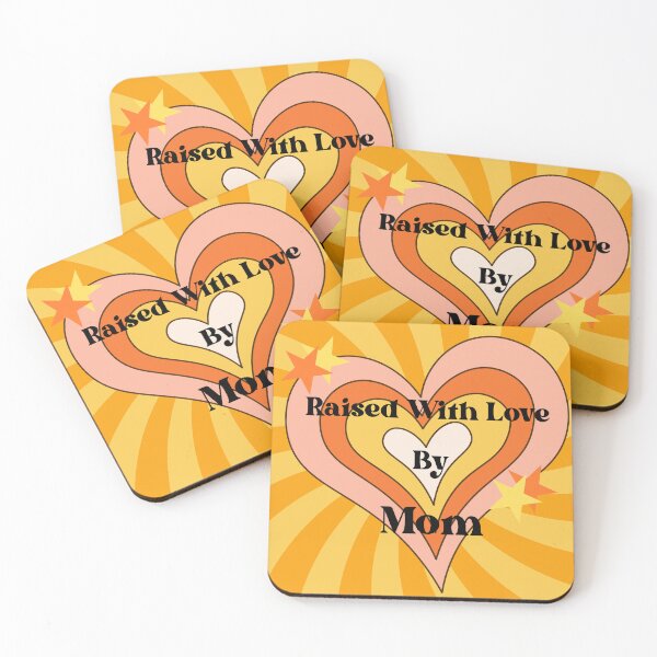 Item preview, Raised With Love By Mom Retro Heart Sunshine Aesthetic Motherhood Quote designed and sold by byLizedesigns.