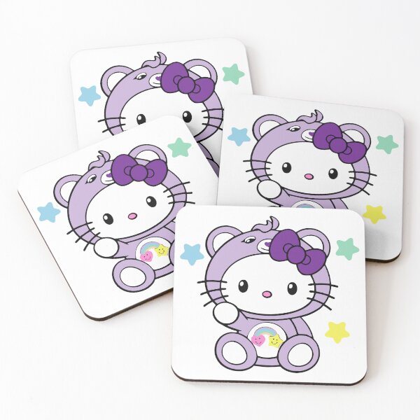 Item preview, Cute Purple Bear Kitty Kawaii Cartoon Aesthetic Sticker designed and sold by Pinpondesigns.
