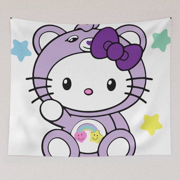 Item preview, Cute Purple Bear Kitty Kawaii Cartoon Aesthetic Sticker designed and sold by Pinpondesigns.