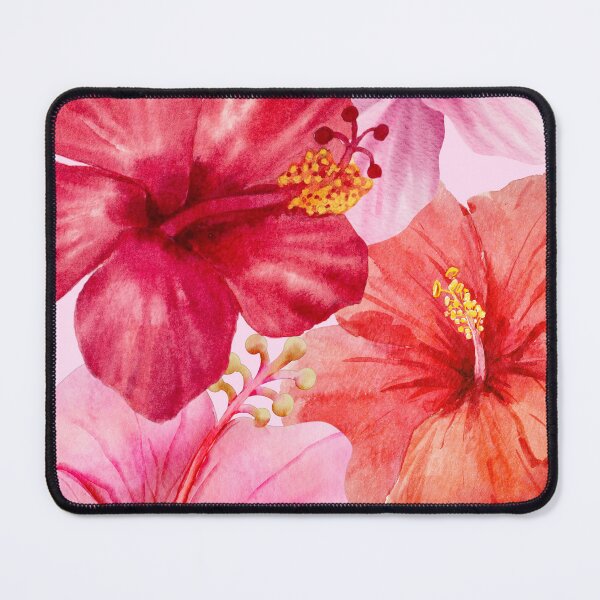 Item preview, Multi Coloured Hibiscus Flowers on pink  designed and sold by HeyDaisyShop.