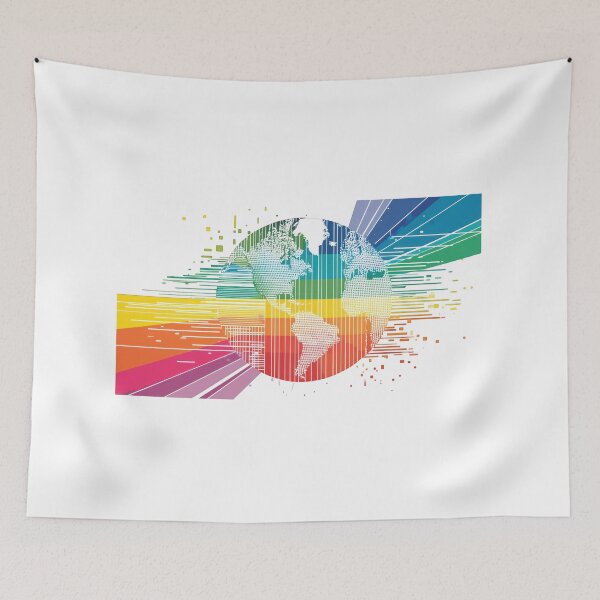Item preview, Rainbow Earth Globe LGBTQ Pride Digital Lines Abstract Modern Illustration designed and sold by DadGenX.