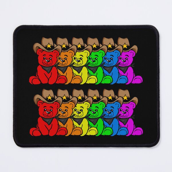 Item preview, Rainbow Cowboy Care Bears Sitting in a Row Cute Western Teddy Bears designed and sold by Urban Muse And Sultry Hues.